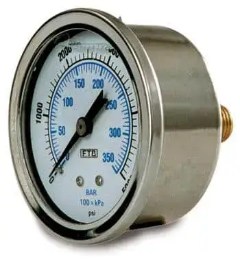 Stainless Steel Back Mount Pressure Gauge 4000 PSI