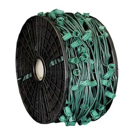 C9 Cord, 12" Spacing, Green Wire- 500 Feet