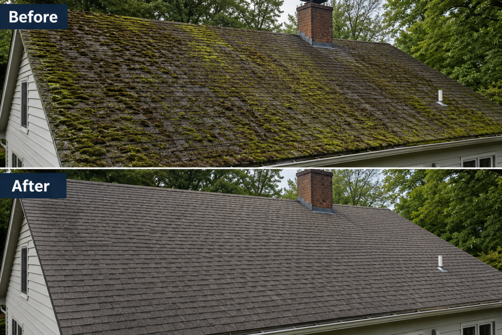 Before and After roof cleaning verson 1